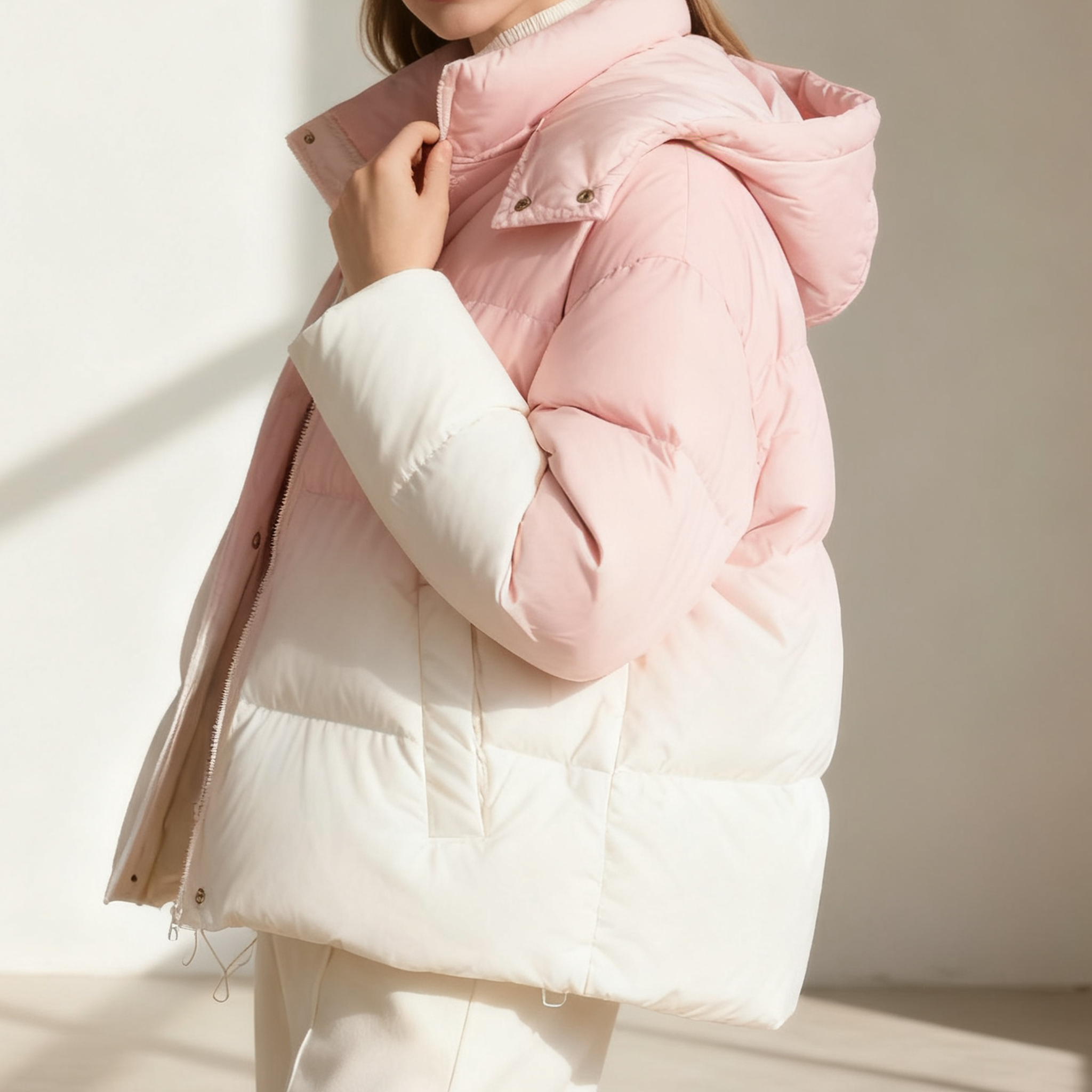 트렌디한 그라데이션 컬러의 여성 겨울 패딩