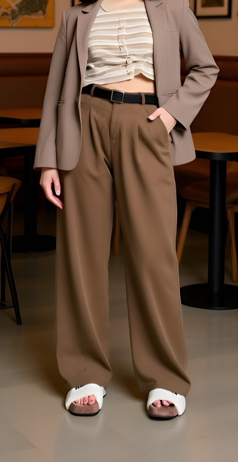 メンズコーデュロイスーツパンツ着用例