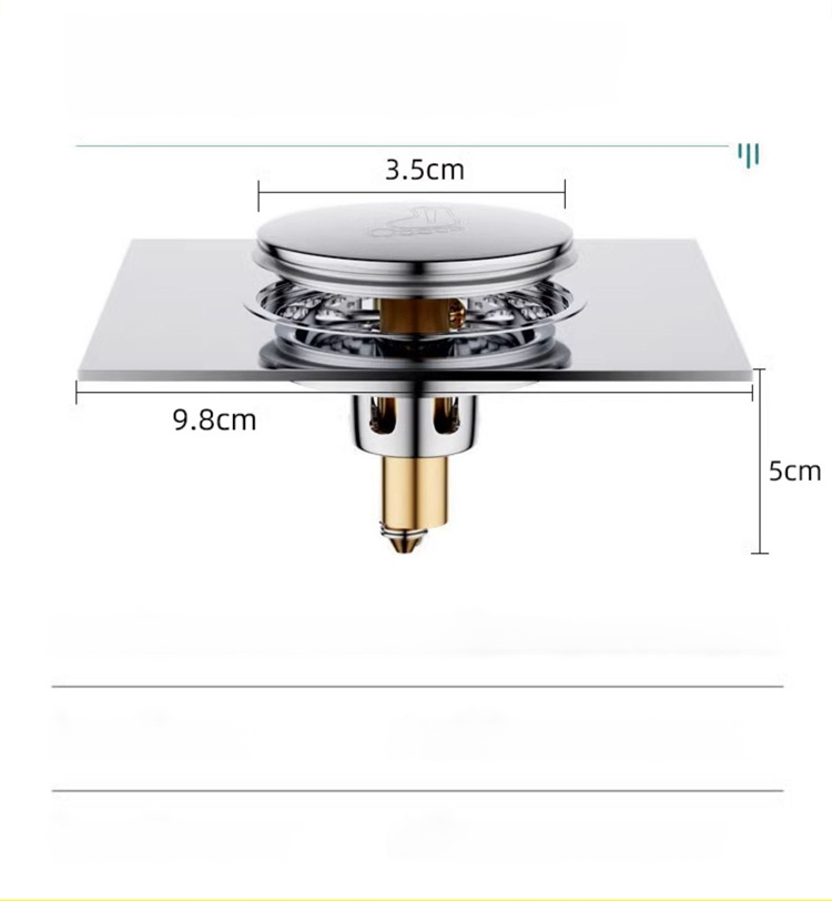 Fußbetätigter, vollständig aus Kupfer gefertigter Pop-up-Ablaufkern