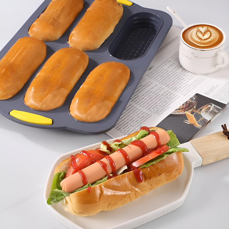 6구 핫도그 실리콘 빵틀 논스틱 베이킹 트레이