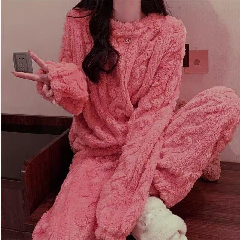 時尚珊瑚絨提花套裝