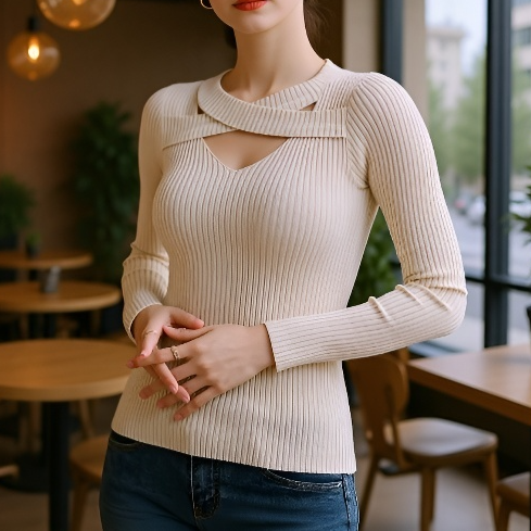 여성 디자인감 레깅스 스웨터 여 펀칭 니트 이너 탑 레깅스