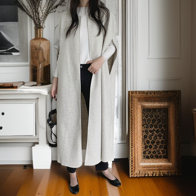 ルーズフィットロングウールコート