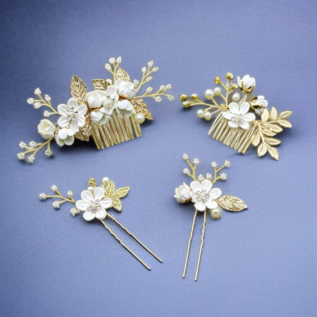 뉴포레스트 블루 플라워 헤드 꽃 머리핀