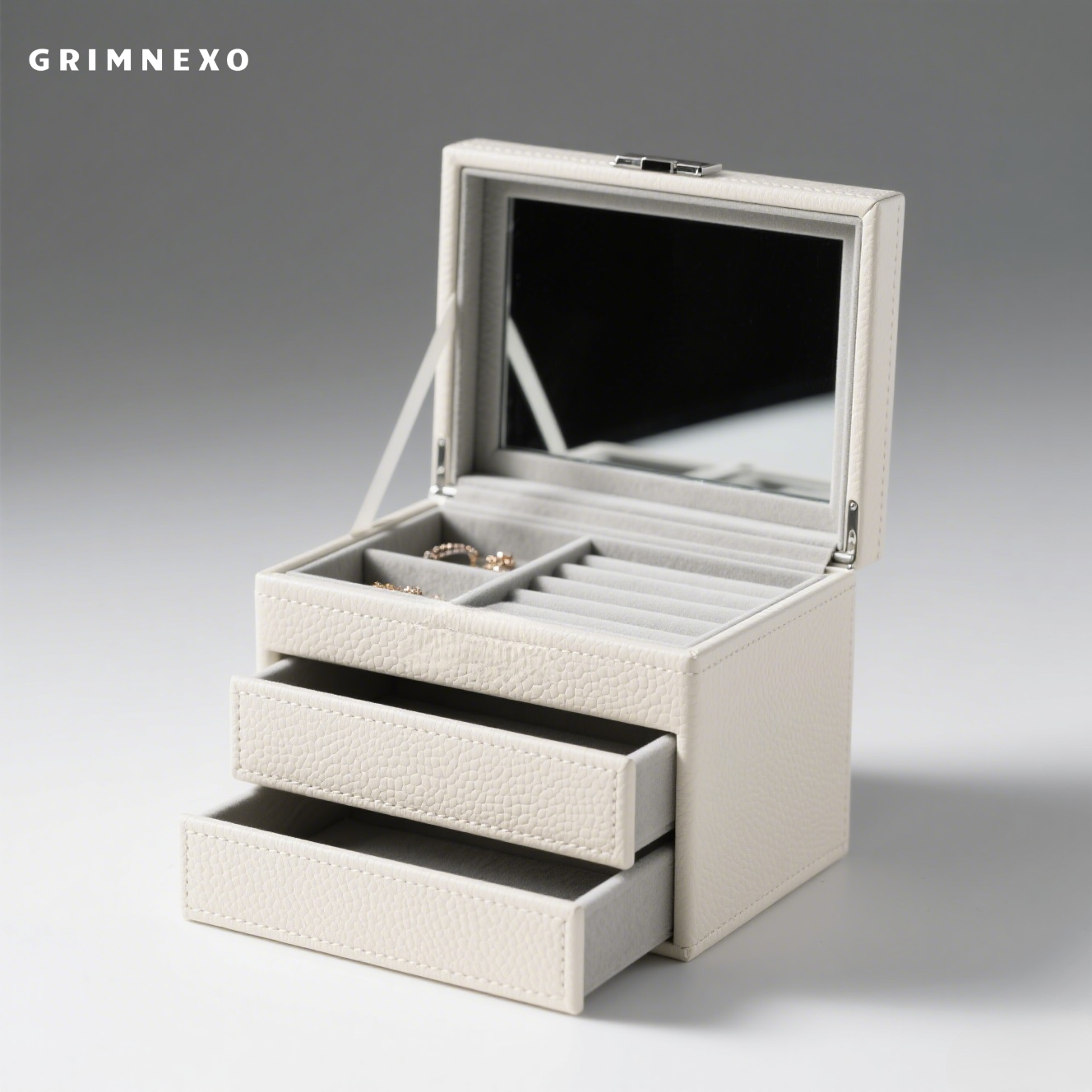 Jewelry box organizer for rings, necklaces, and earrings