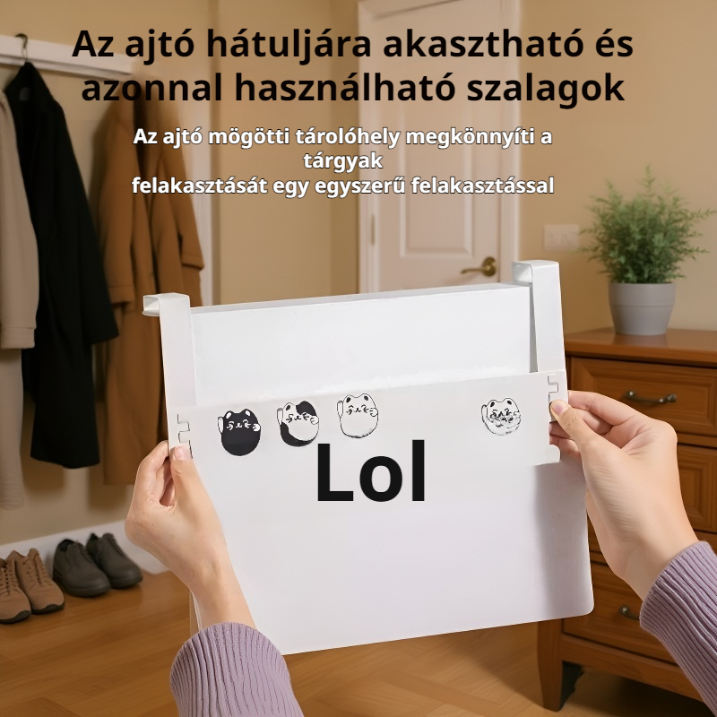 Ajtóra akasztható, fúrás nélküli hálószobai kampó 