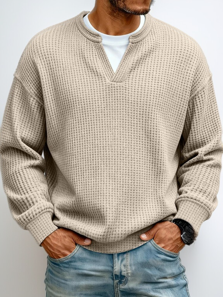 春秋にぴったりなワッフル柄長袖Tシャツ