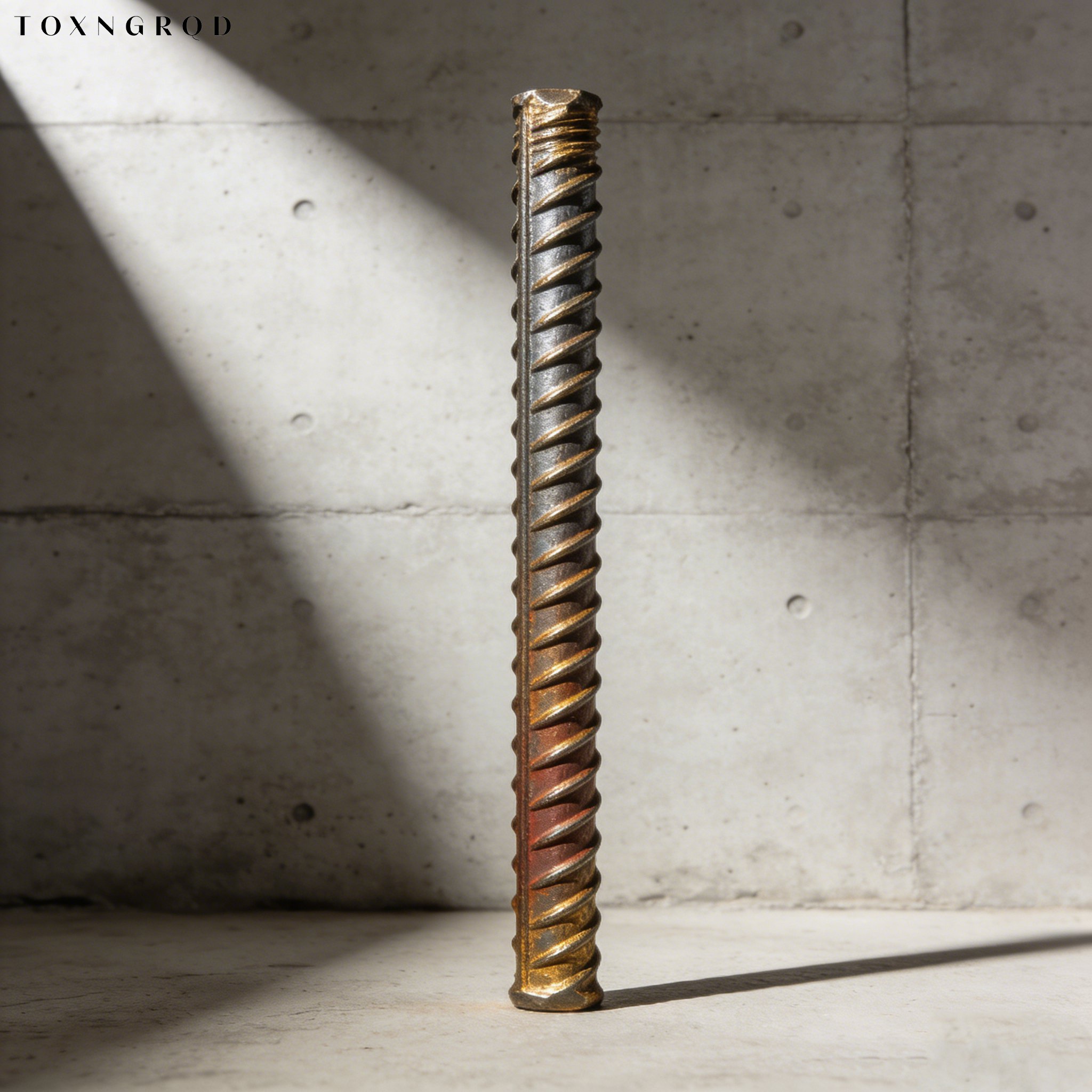 Detalle de rosca en barra de acero acanalada