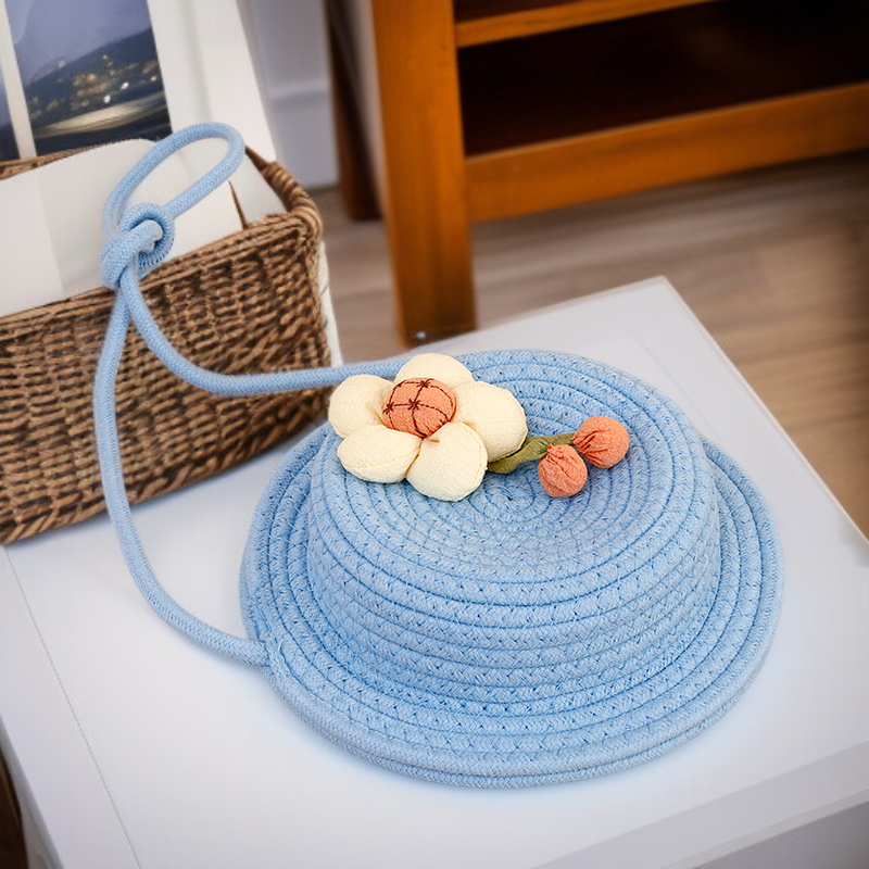 Süße runde Stroh-Umhängetasche für Mädchen, Prinzessinnen-Geldbörse