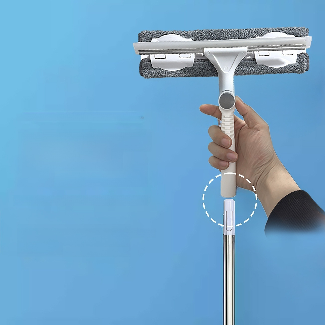 HighRise Window Cleaner Mop DoubleSided Extended Pole Household Multifunction