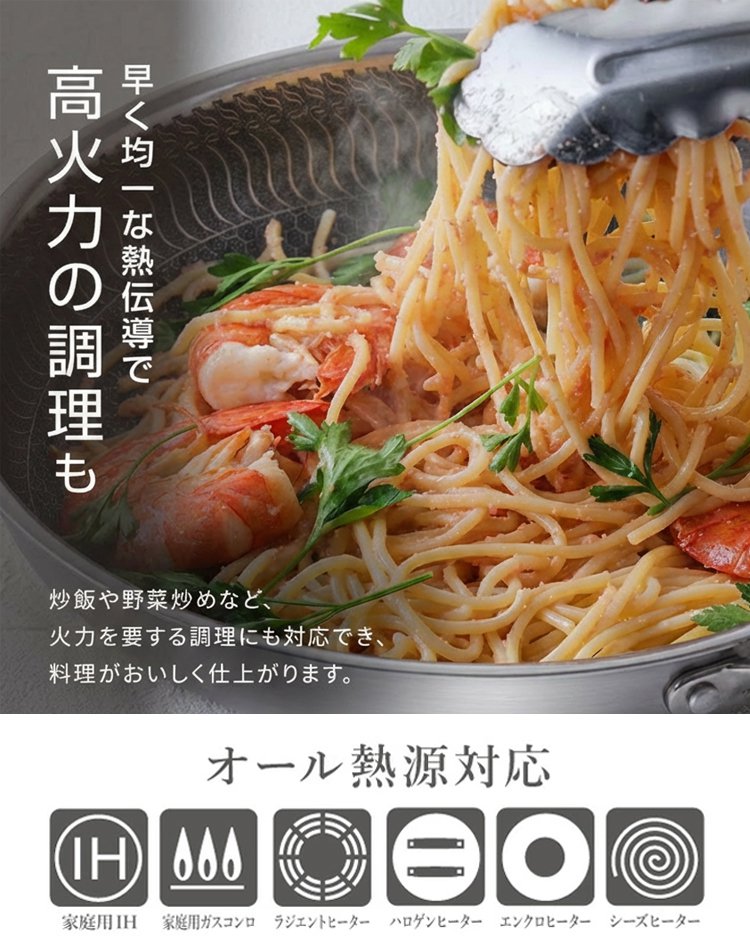 ハニカム構造で焦げ付かないステンレスフライパン|SGマーク取得・有害物質ゼロ|熱伝導率7.5倍・光熱費節約・耐久50年✨