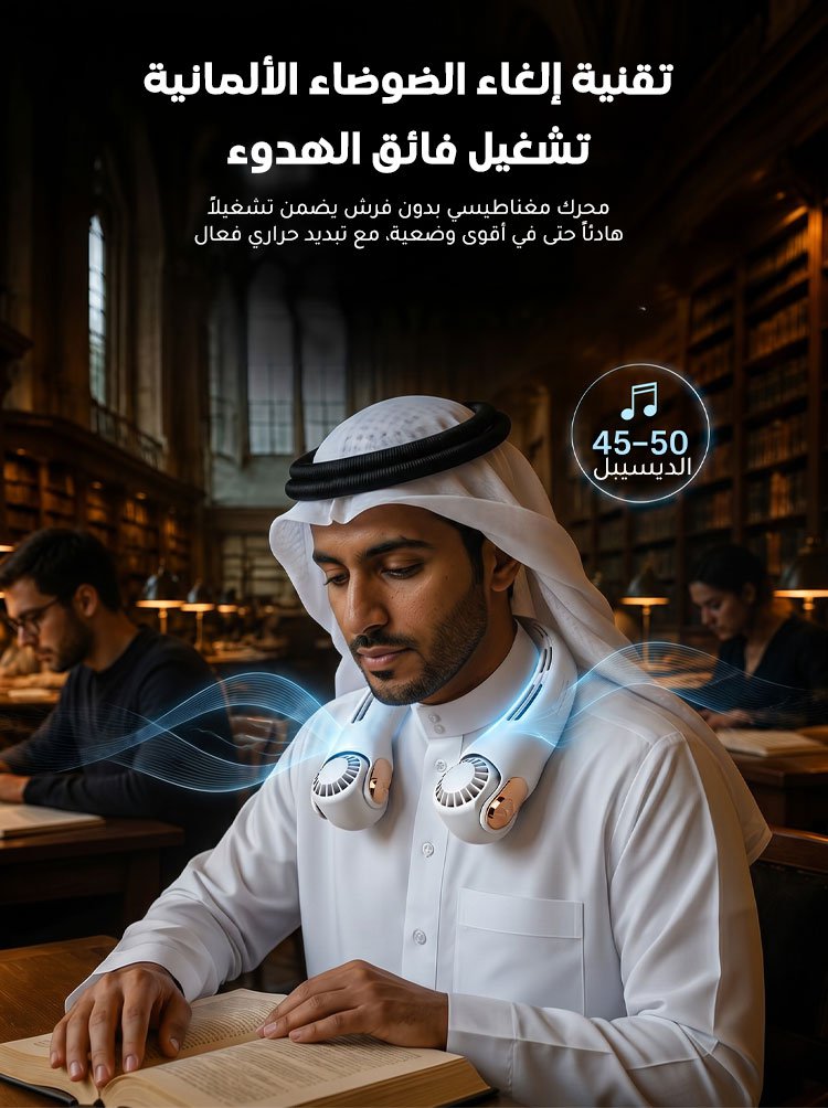 مروحة رقبة محمولة بتبريد محيطي 360 درجة 