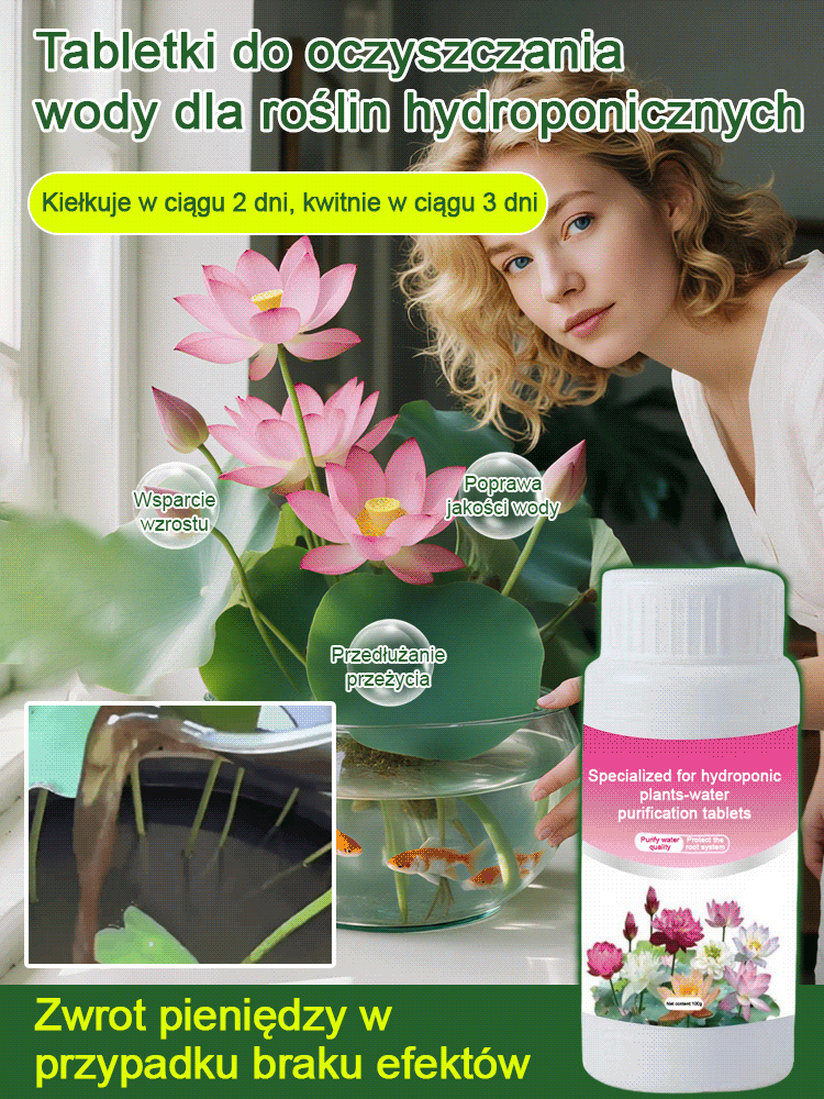 Specjalne tabletki odżywcze do hydroponicznych roślin oczyszczających