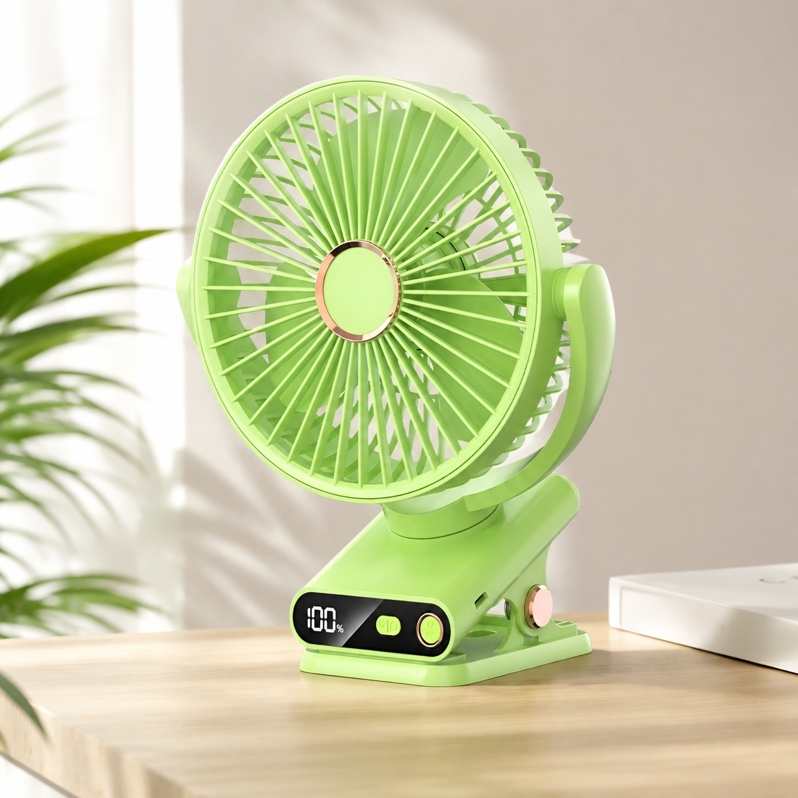 Kleiner, leiser USB-Heimventilator mit Digitalanzeige und Nachtlicht