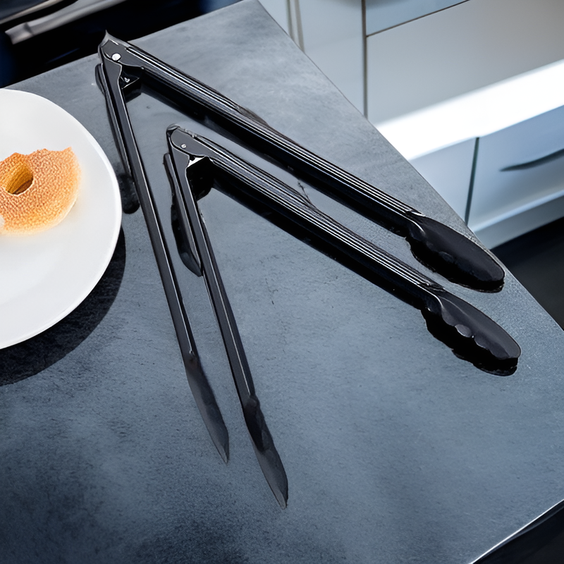 Multi-Functional Stainless Steel Food Clip Kitchen Tool – Black BBQ Self-Service Steak Clip