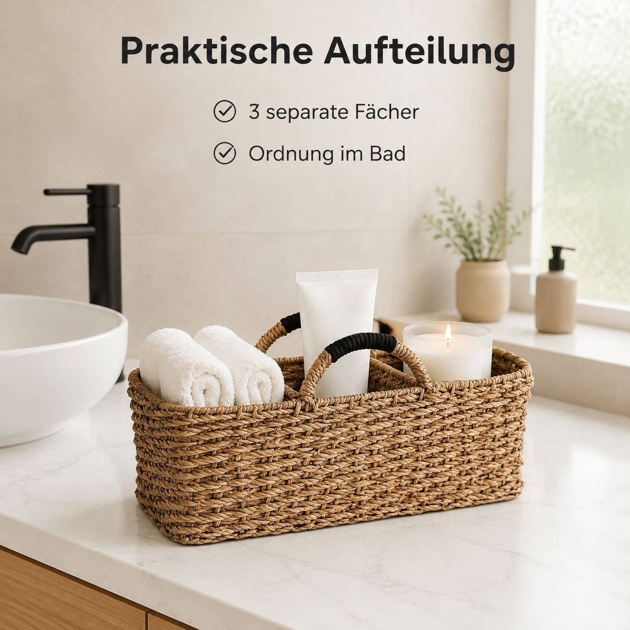Landhausstil Seegras Geflochtener Geteilter Aufbewahrungskorb