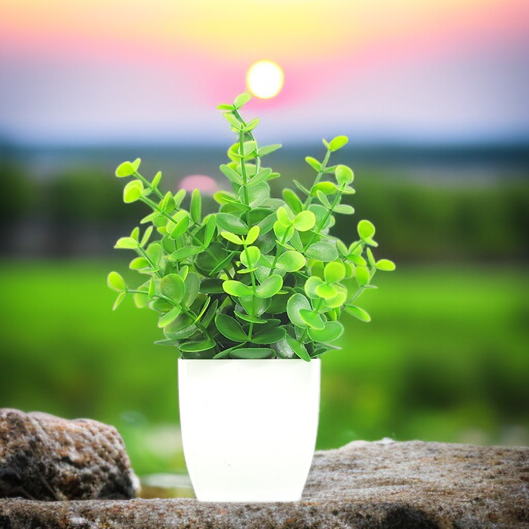 フェイクユーカリグリーン植木鉢付き