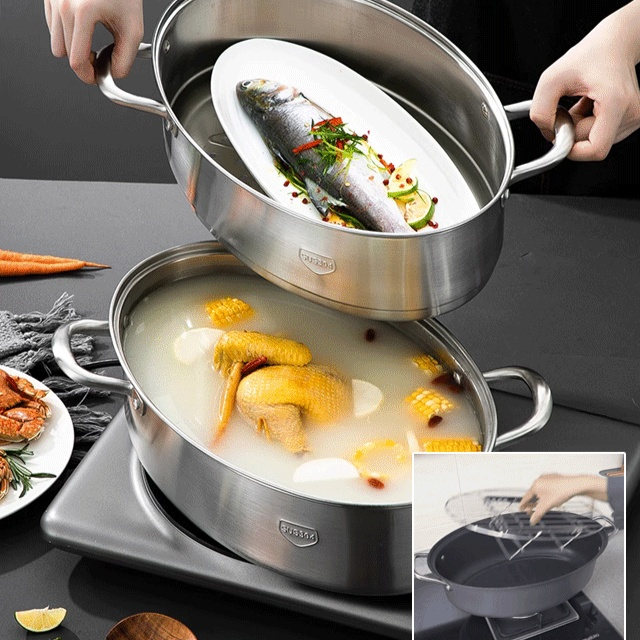 หม้อนึ่งสแตนเลสรูปปลา