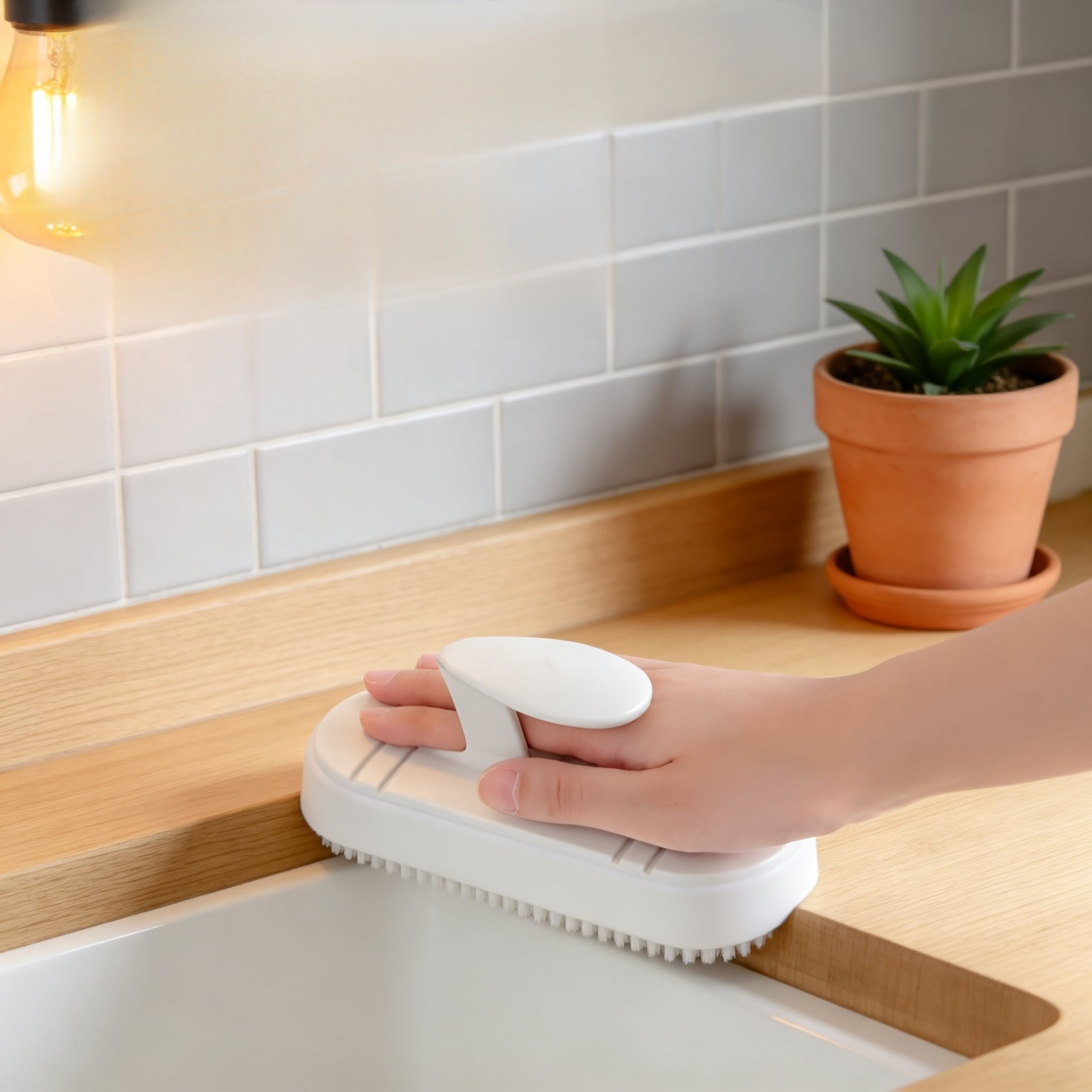 Cepillo de limpieza flexible para encimeras de azulejos