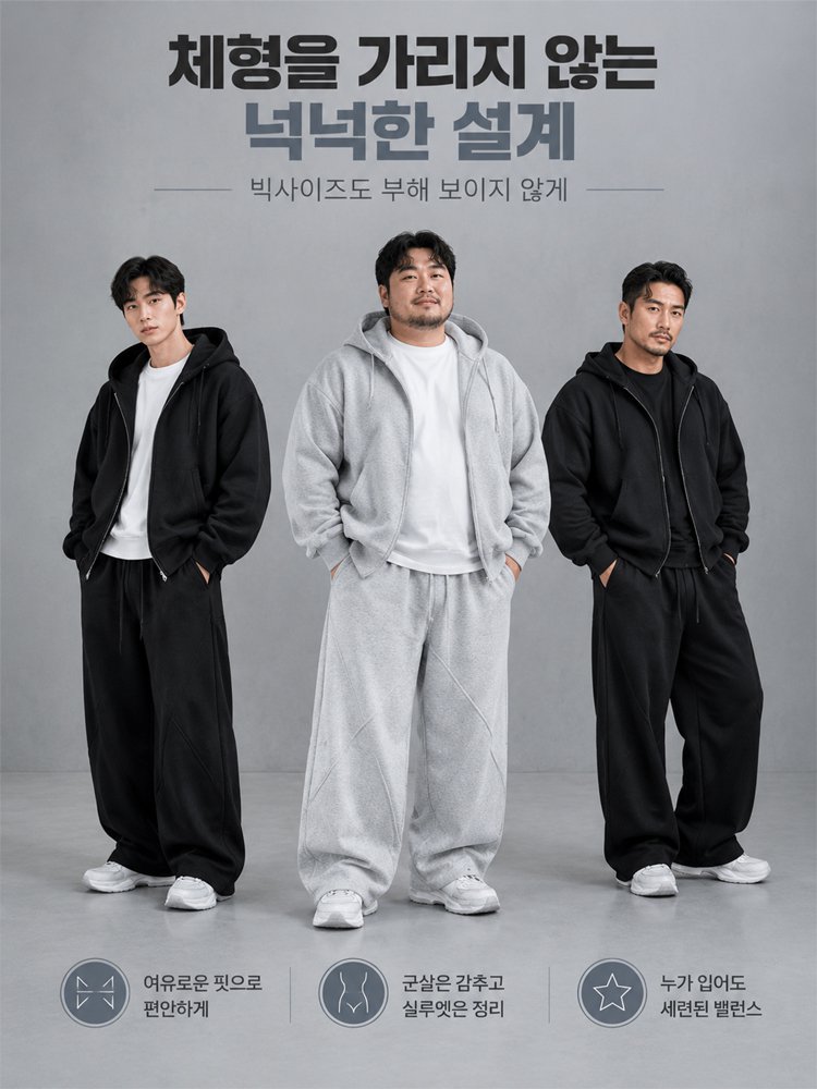 프리미엄 헤비 방풍 빅사이즈 캐주얼 상하의세트