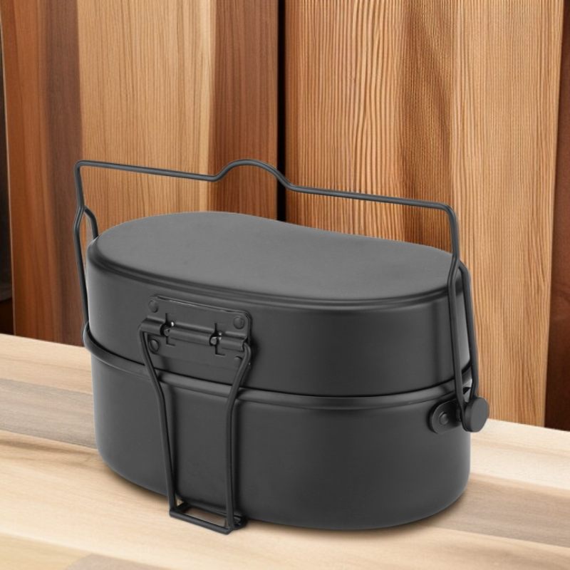 علبة بينتو مزدوجة الطبقات بمقبض