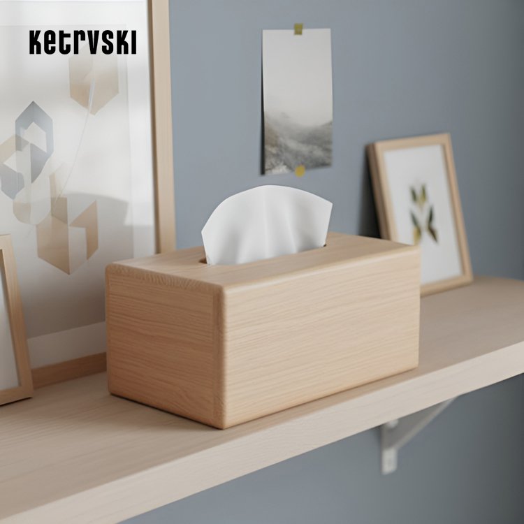 나무색 티슈박스 (2개)