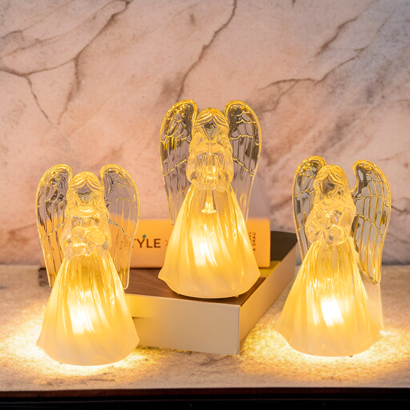 LED 光る小さな天使のアクリル模造クリスタル天使の飾りクリスマスデコレーション天使のナイトライト
