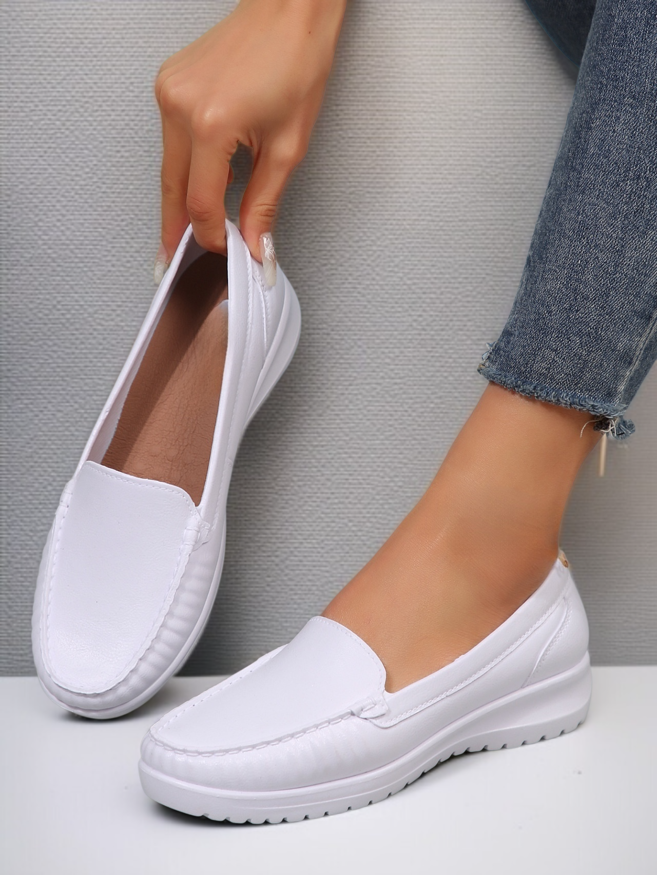 レディースフラットソールシングルシューズ正面画像