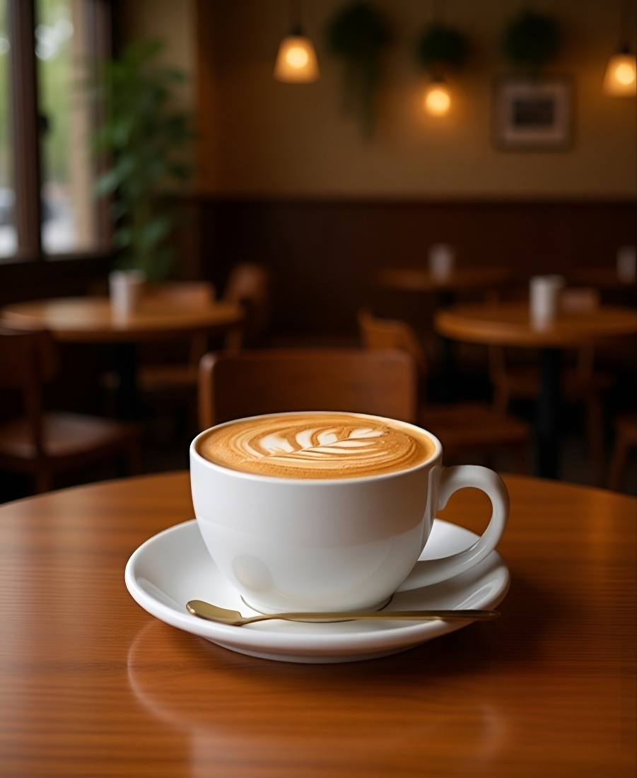 コーヒーを注いだ白い陶器カップ