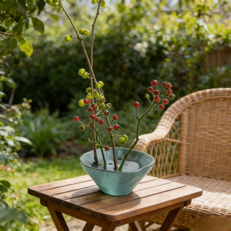 Handmade Ceramic Lotus Leaf Incense Vase, Oriental Ikebana Flower Vessel