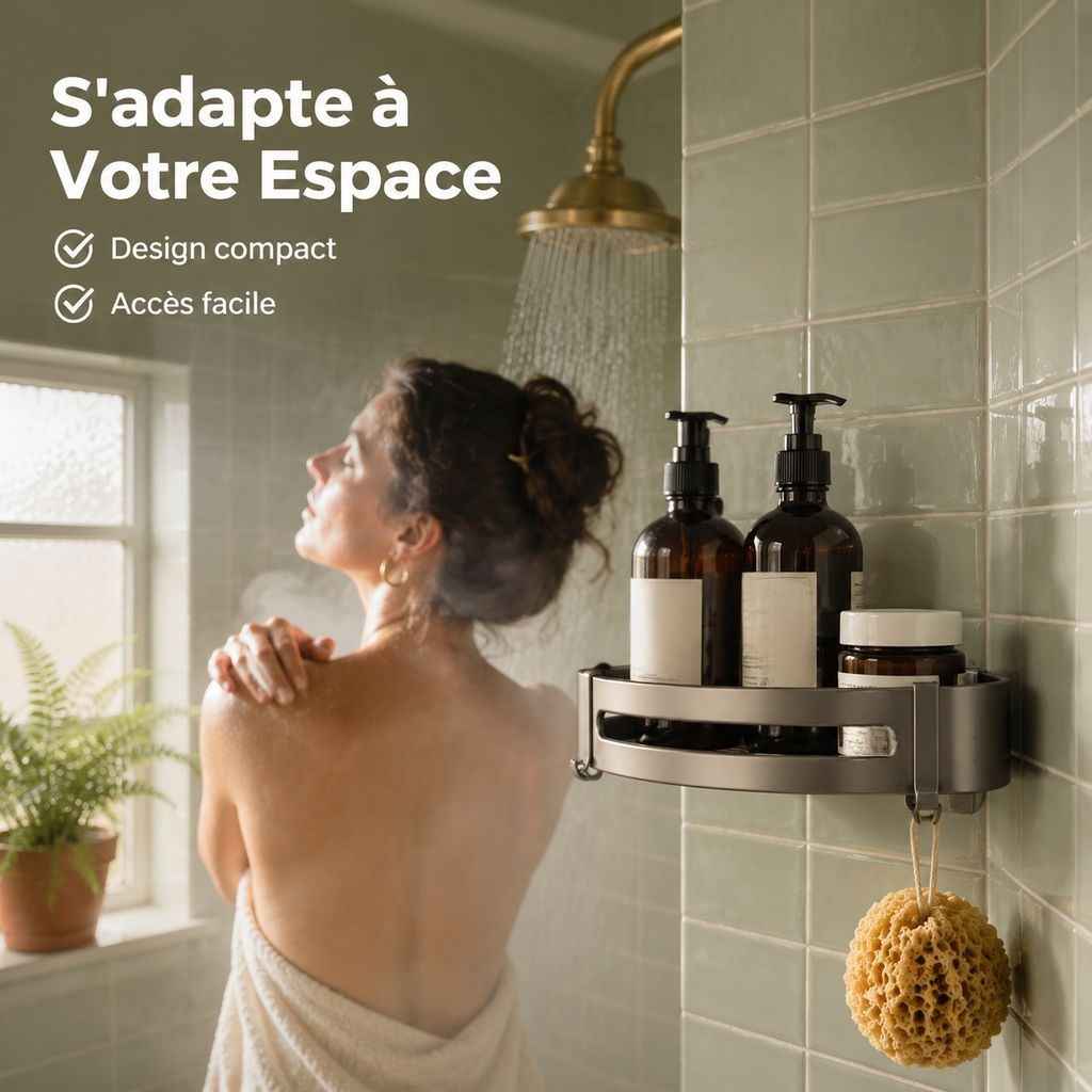 Étagère de salle de bain sans perçage
