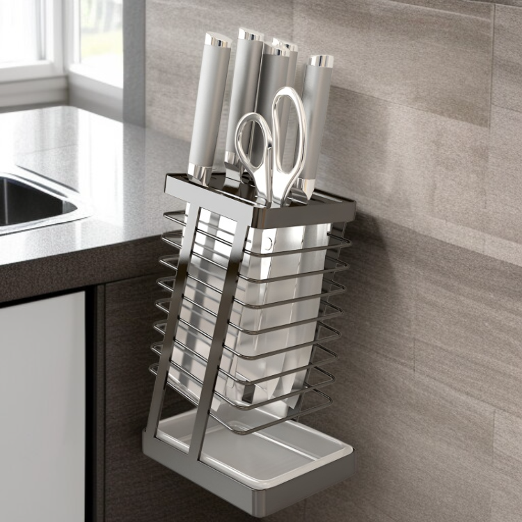 304ステンレススチール製キッチンナイフラック全体画像