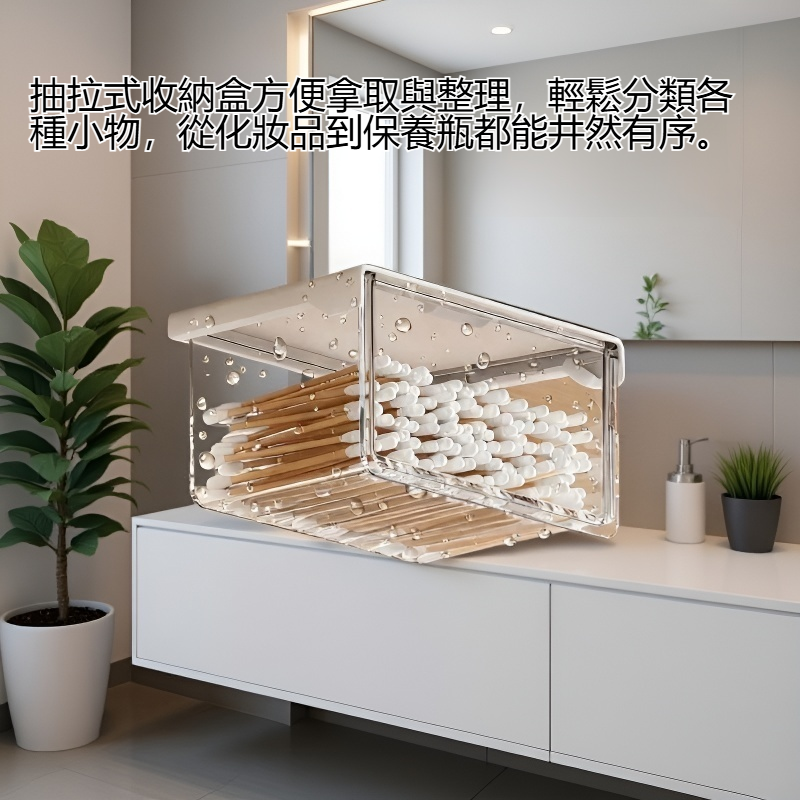 隱藏式鏡櫃抽拉收納盒