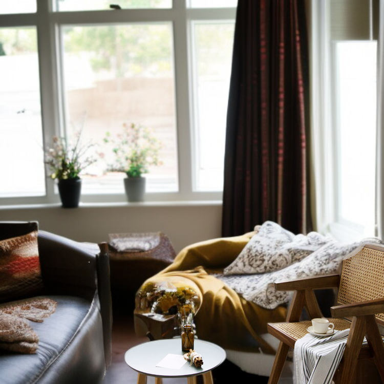 화이트 거실 플로어 완제품 커튼 디자인