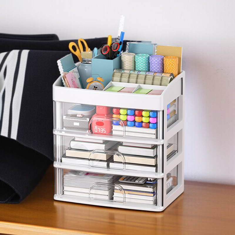 引き出し式デスクトップ収納ボックスオフィスデスクオーガナイザー文具化粧品収納ラック収納キャビネットボックス