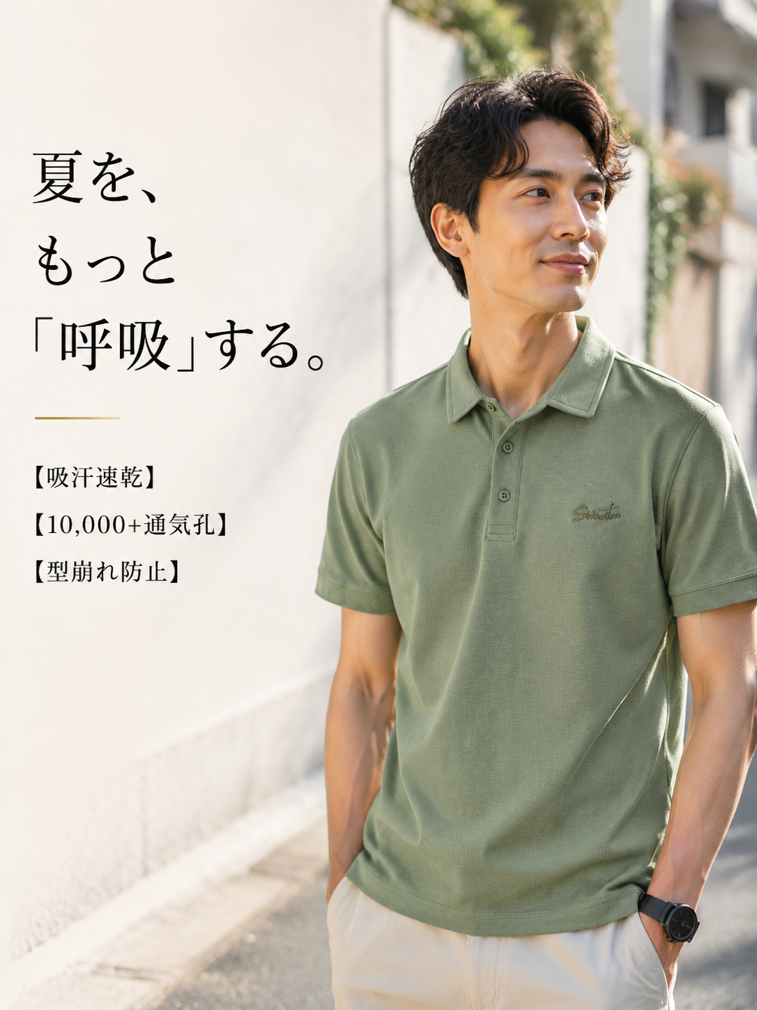 和風スタイル メンズ 夏用開襟半袖シャツ