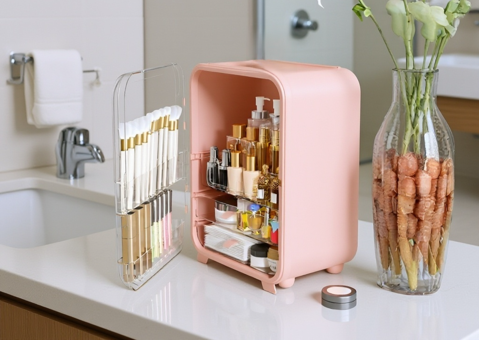 Spacious jewelry storage box open view