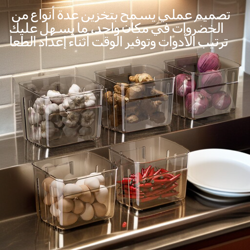 رف تخزين مطبخي معلق للجدار للبصل والثوم والزنجبيل