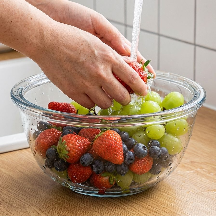 食材の下ごしらえに使われる透明ガラスボウル