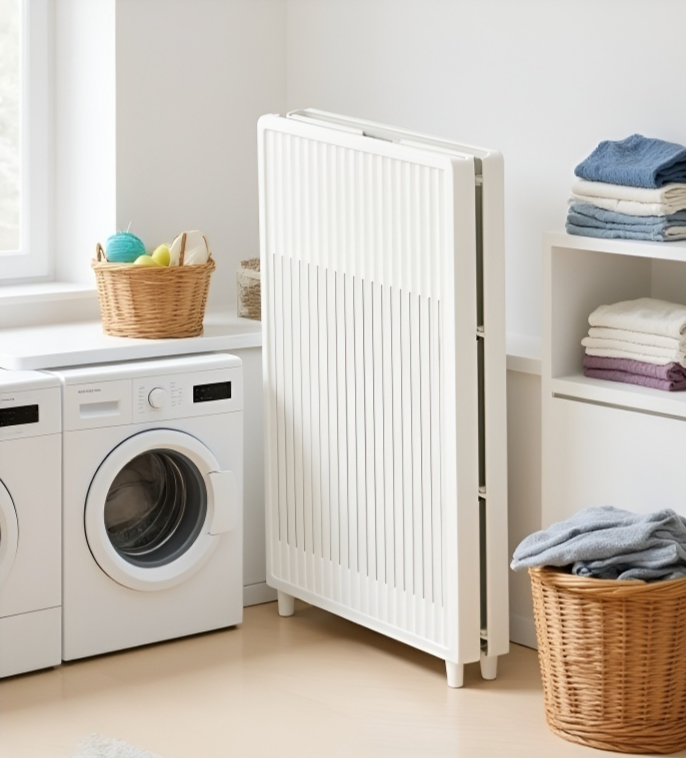 سلة غسيل عملية لتوفير المساحة في غرفة الغسيل