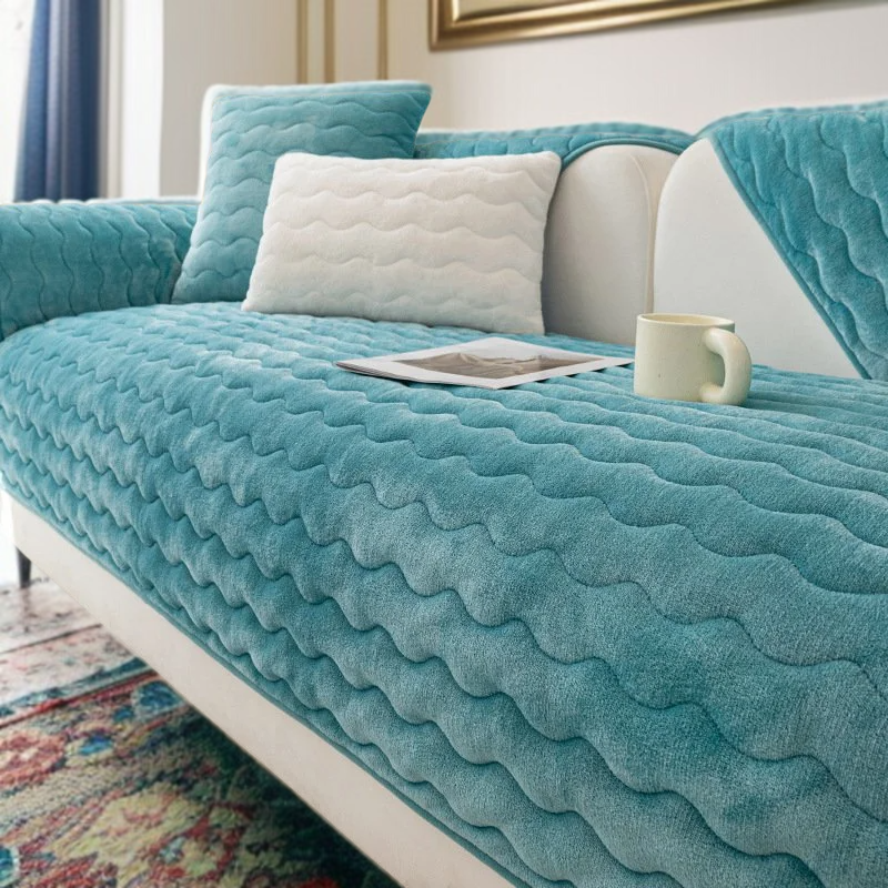 겨울 소파 커버 미끄럼 방지 두꺼운 보풀 대두 섬유 소파 커버 커버