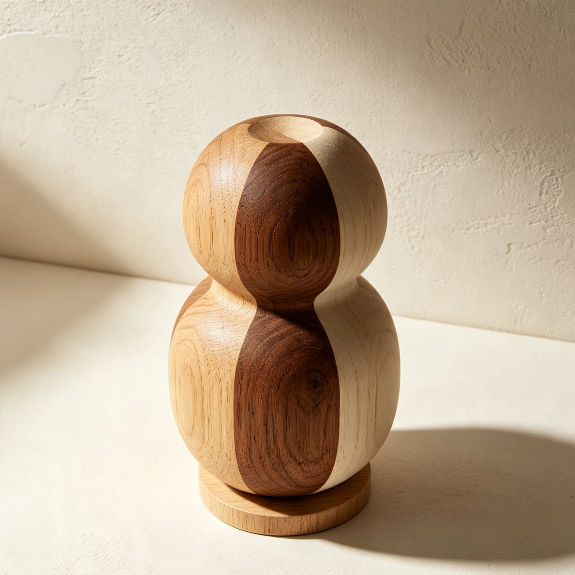 Piece-on wooden gourd vase (2 pieces)