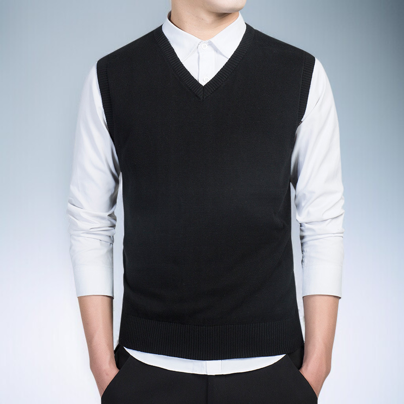 秋と冬のプルオーバーメンズウールセーターカジュアルメンズスリムジャンパーメンズ新しいVノースリーブ男性