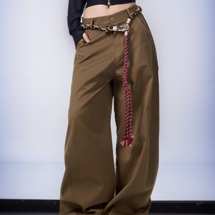 여성용 레트로 캐주얼 루즈핏 바지