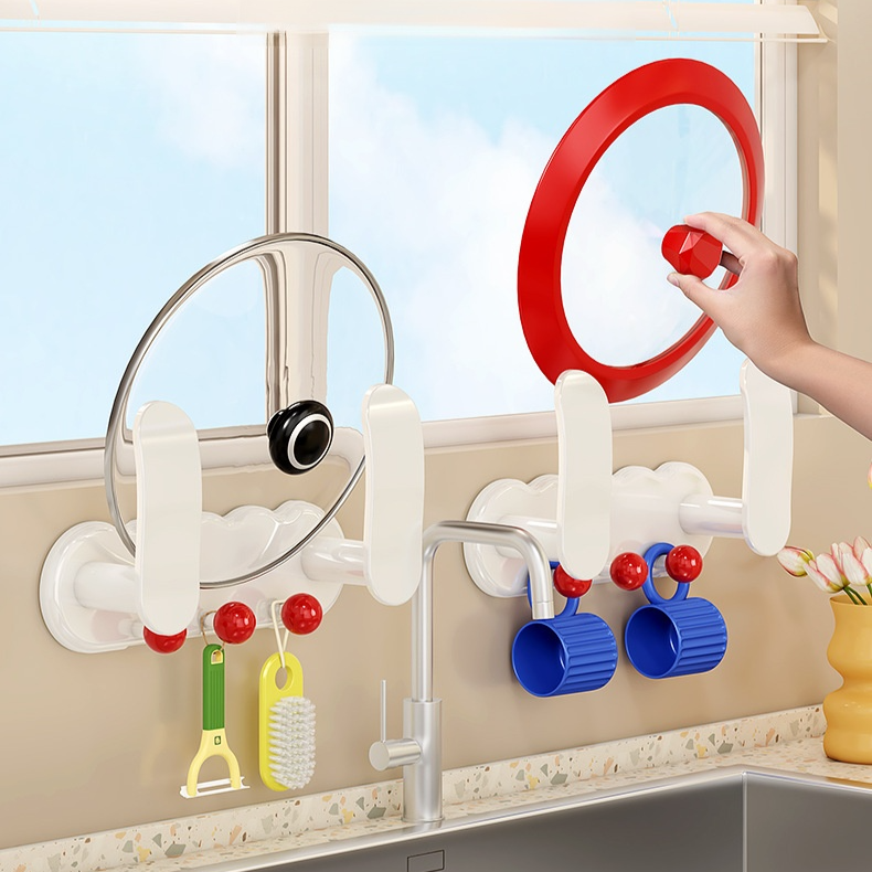 Light luxury style wall-mounted pot lid rack