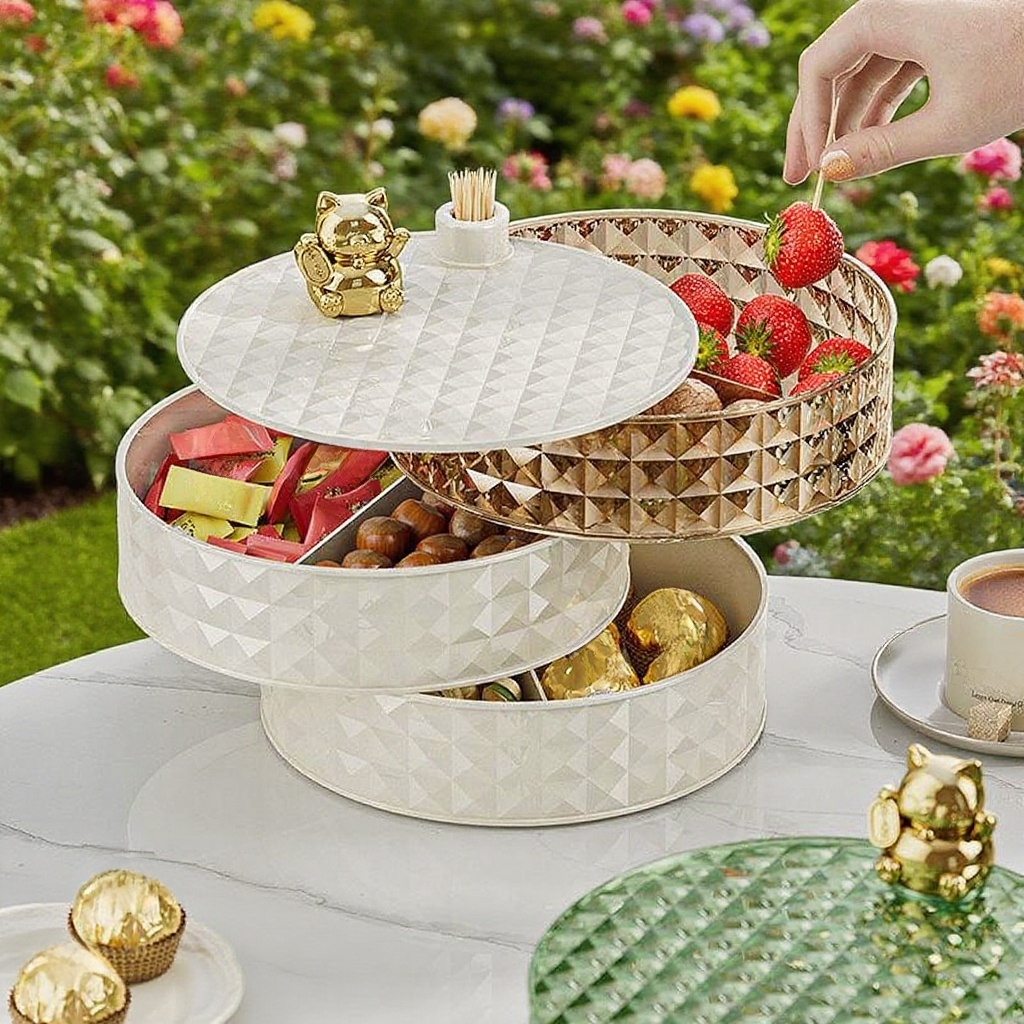 家用客廳旋轉收納多層果盤