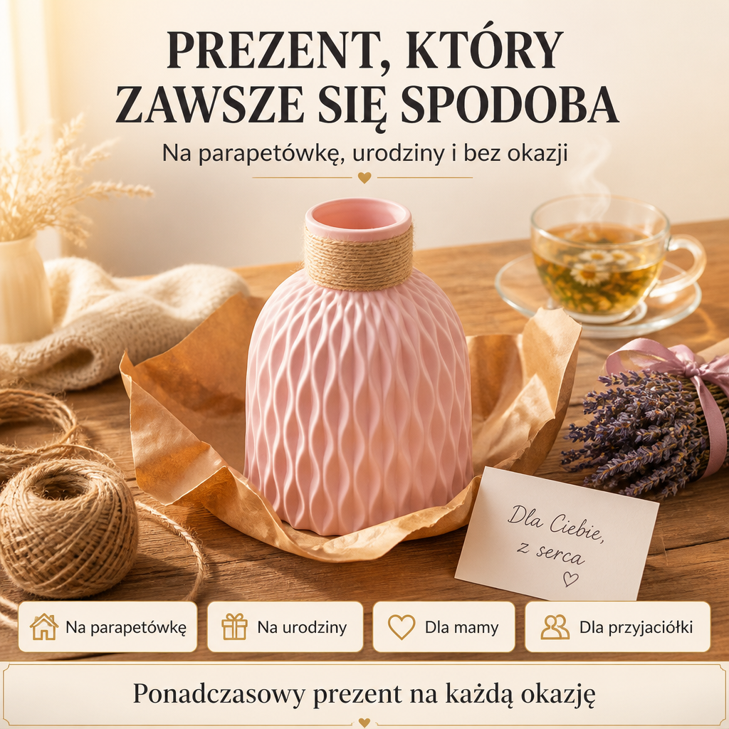 Wytrzymały wazon plastikowy z wzorem ananasa i fakturą fal