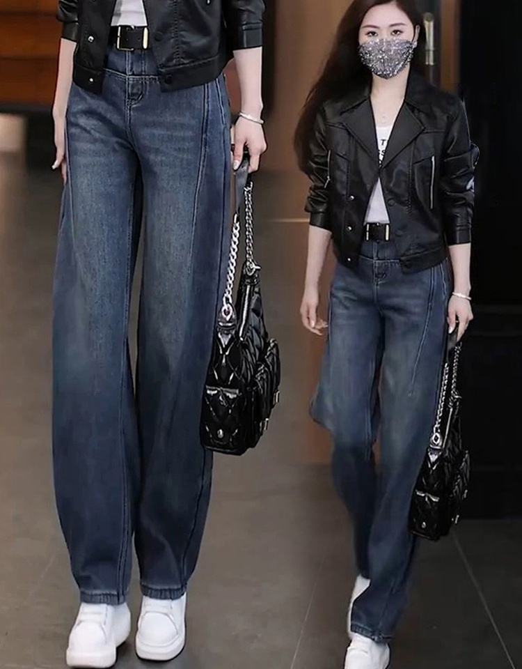 하이 웨스트 레트로 와이드 데님 팬츠