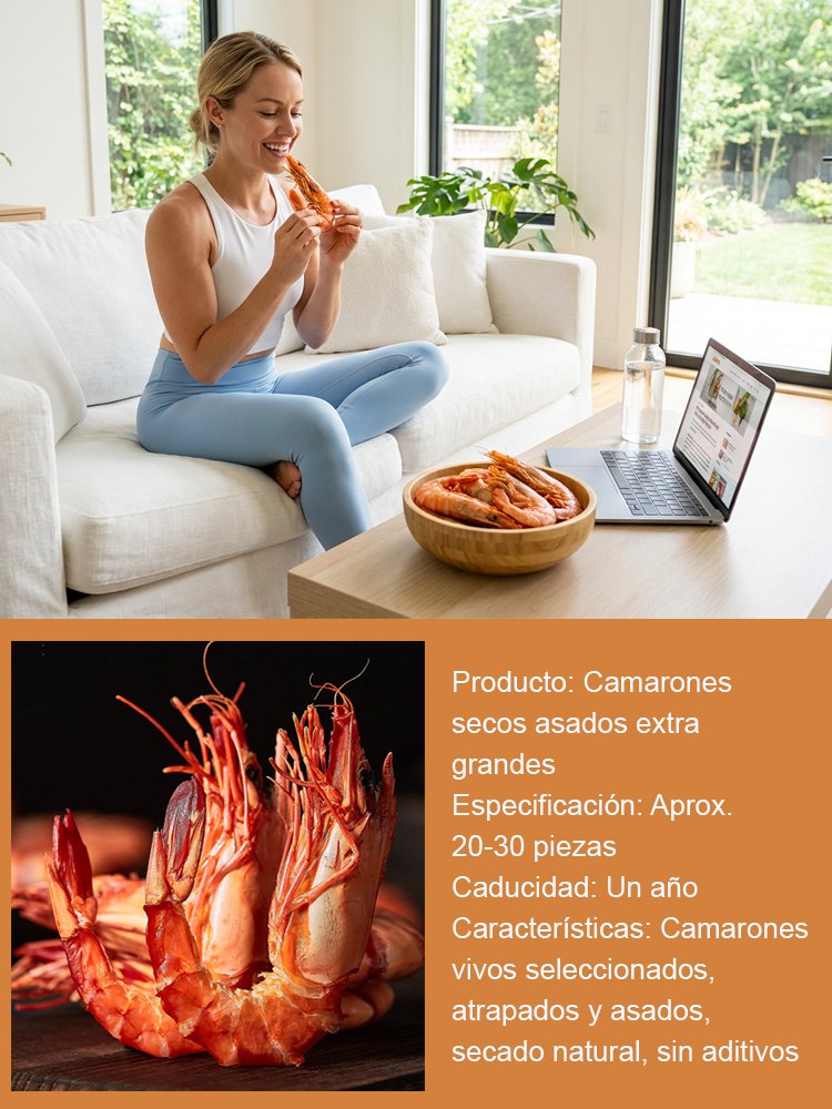 Camarones Gigantes Asados al Carbón：Listos para comer, el segundo paquete solo $200