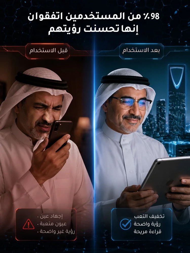 نظارة ذكية مضادة للضوء الأزرق بتركيز تلقائي مدعومة بالذكاء الاصطناعي